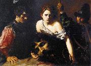 VALENTIN DE BOULOGNE David with the Head of Goliath and Two Soldiers oil painting on canvas